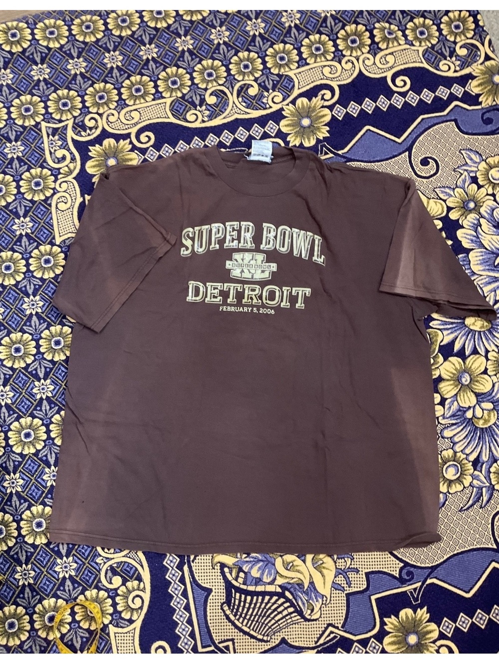 Reebok Super Bowl XL Detroit 2006 Brown T-Shirt 2XL Cotton